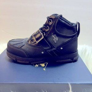 Boy's  Black Ankle  Boots US  POLO ASSN Kedge  Faux Leather Shoes  Diferent Size